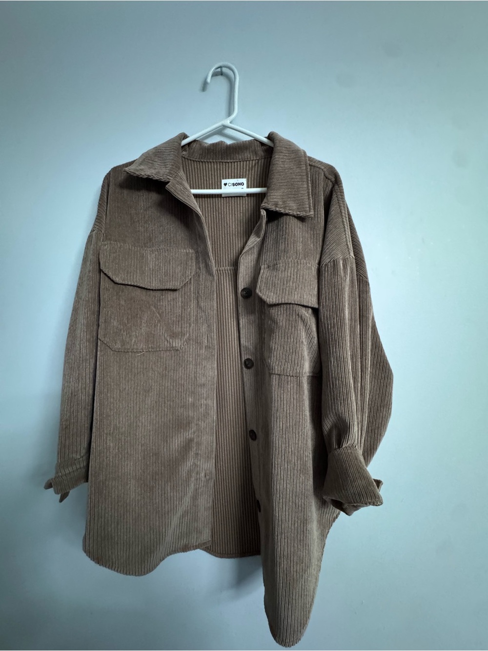 Oversized Corduroy Shacket Jacket - Taupe